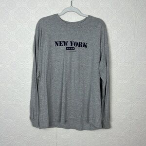 Brandy Melville New York Soho Long Sleeve Shirt Grey Crew Crewneck J Galt